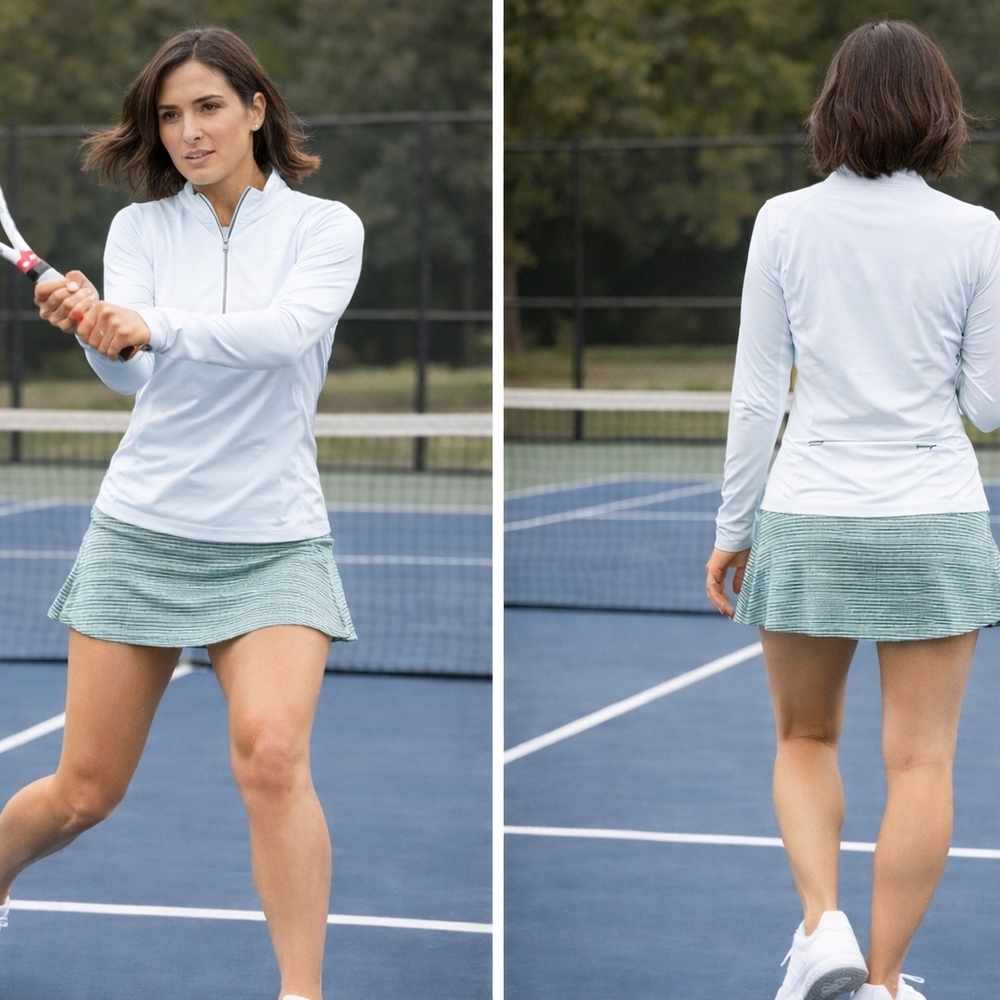 Aventura White Long Sleeve Top and Teal Skirt
